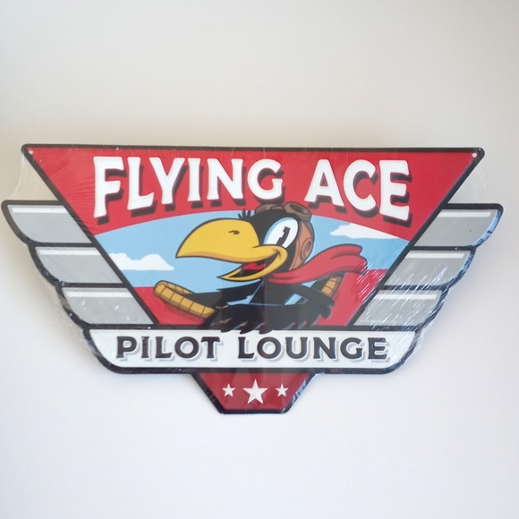 Metal "Flying Ace / Pilot Lounge" Sign Wall Art Man Cave Decor Aviation Wall Art - Picture 4 of 5
